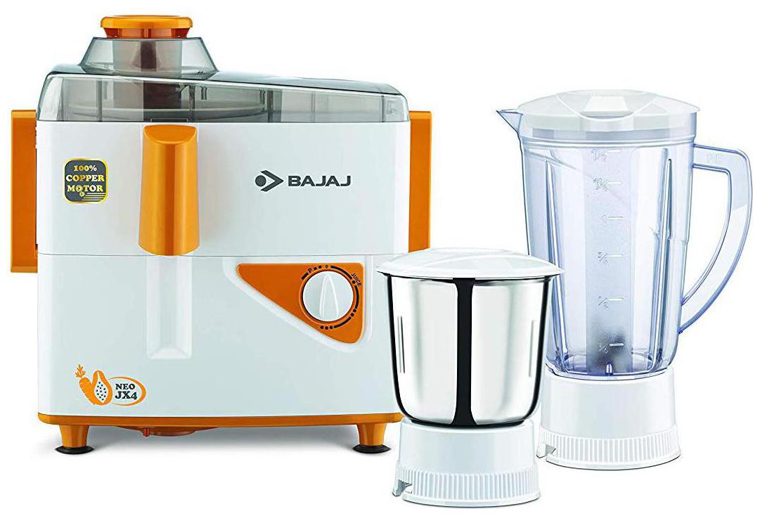 

Bajaj NEO JX4 450 W Juicer Mixer Grinder ( White Orange 2 Jars )