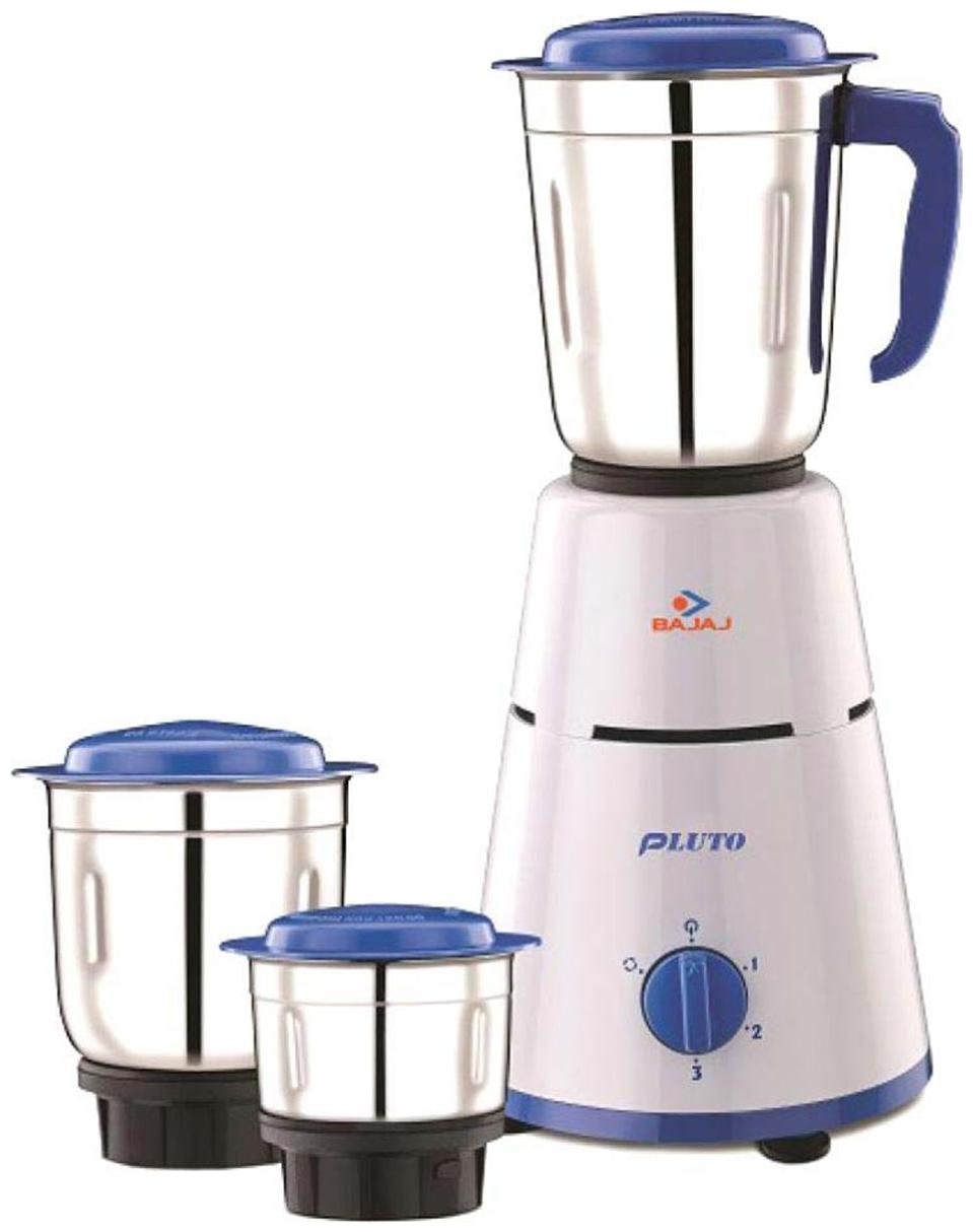 

Bajaj PLUTO 500 W Mixer Grinder ( White Blue 3 Jars )