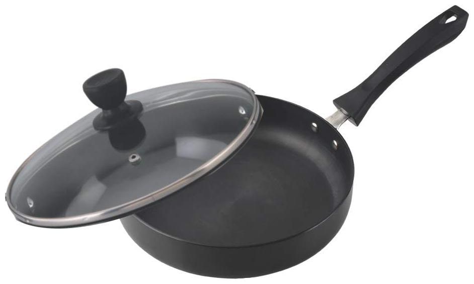 

Baltra Hard Anodised Fry Pan Induction Base 24 cm with lid 3mm (Black)