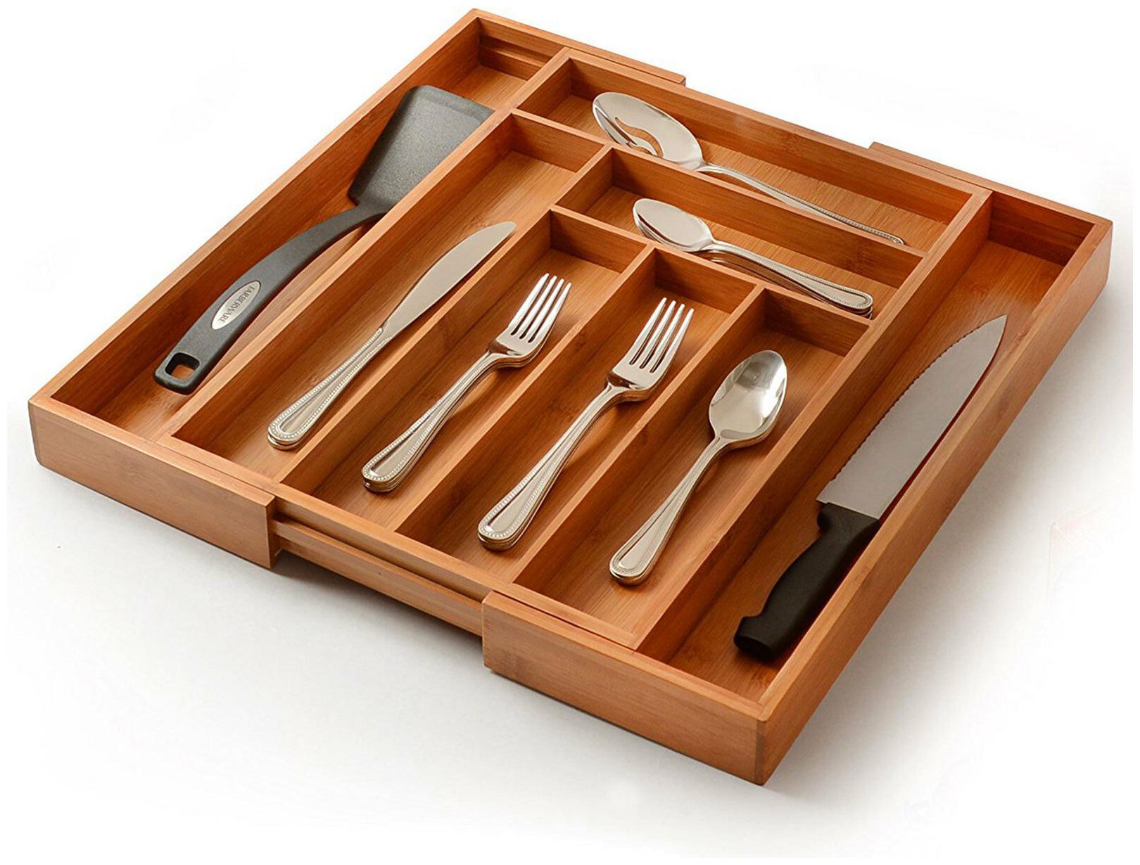 Buy Bamboo Cutlery Silverware Flatware Utensil Tray Drawer Kitchen