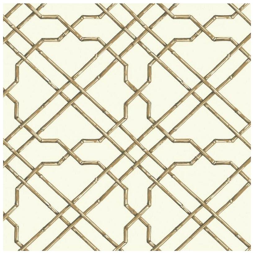 

Bamboo Trellis Wallpaper AT7074 SureStrip gold green cream tropical prepasted