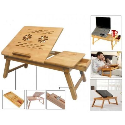 

Bamboo Wooden Multipurpose Foldable Height Angle Adjustable Laptop Study Bed Table