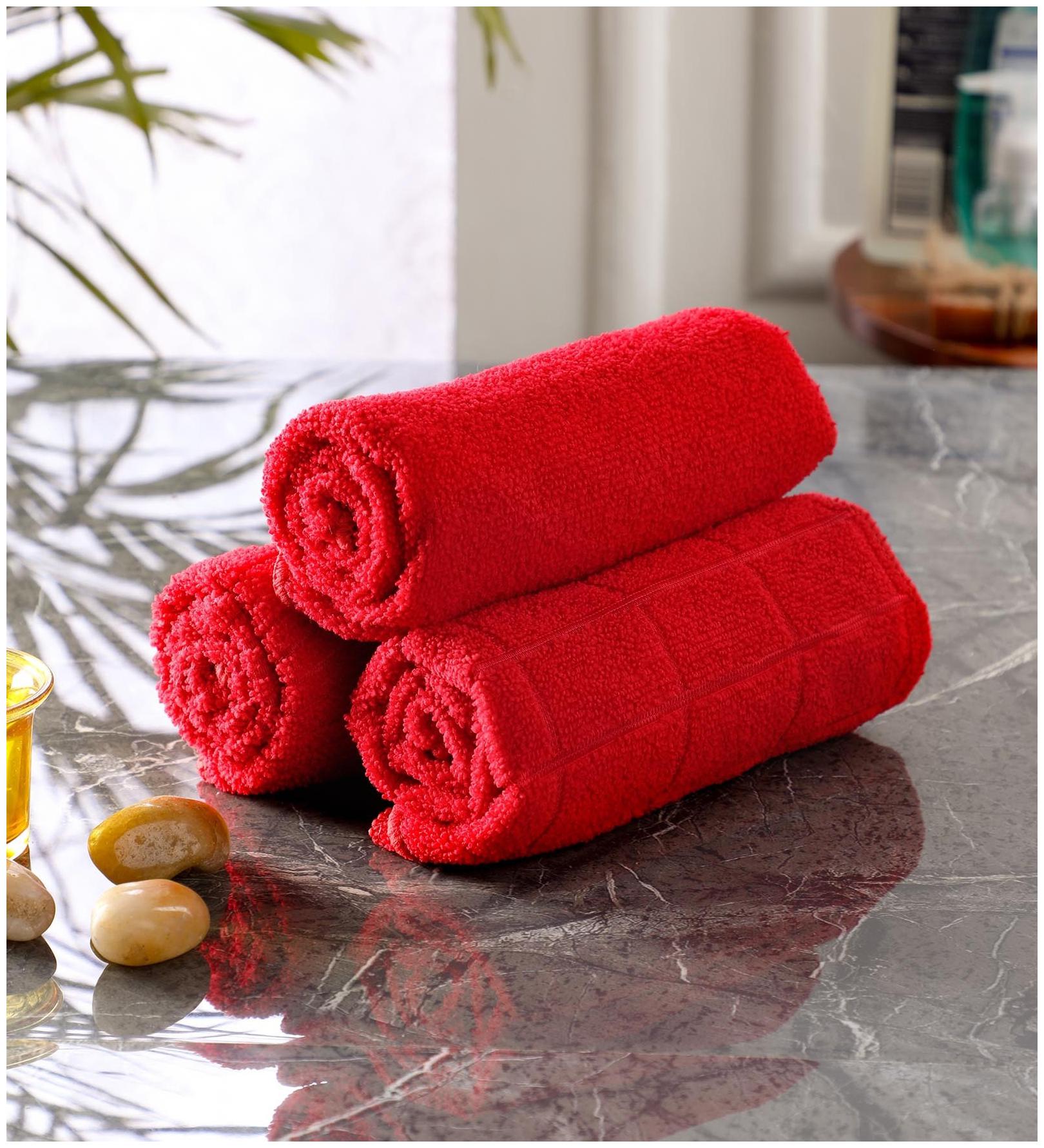 

Bathe Soak Pack of 1 (3 pieces) Microfiber Kitchen Towel 40x60 cms Red