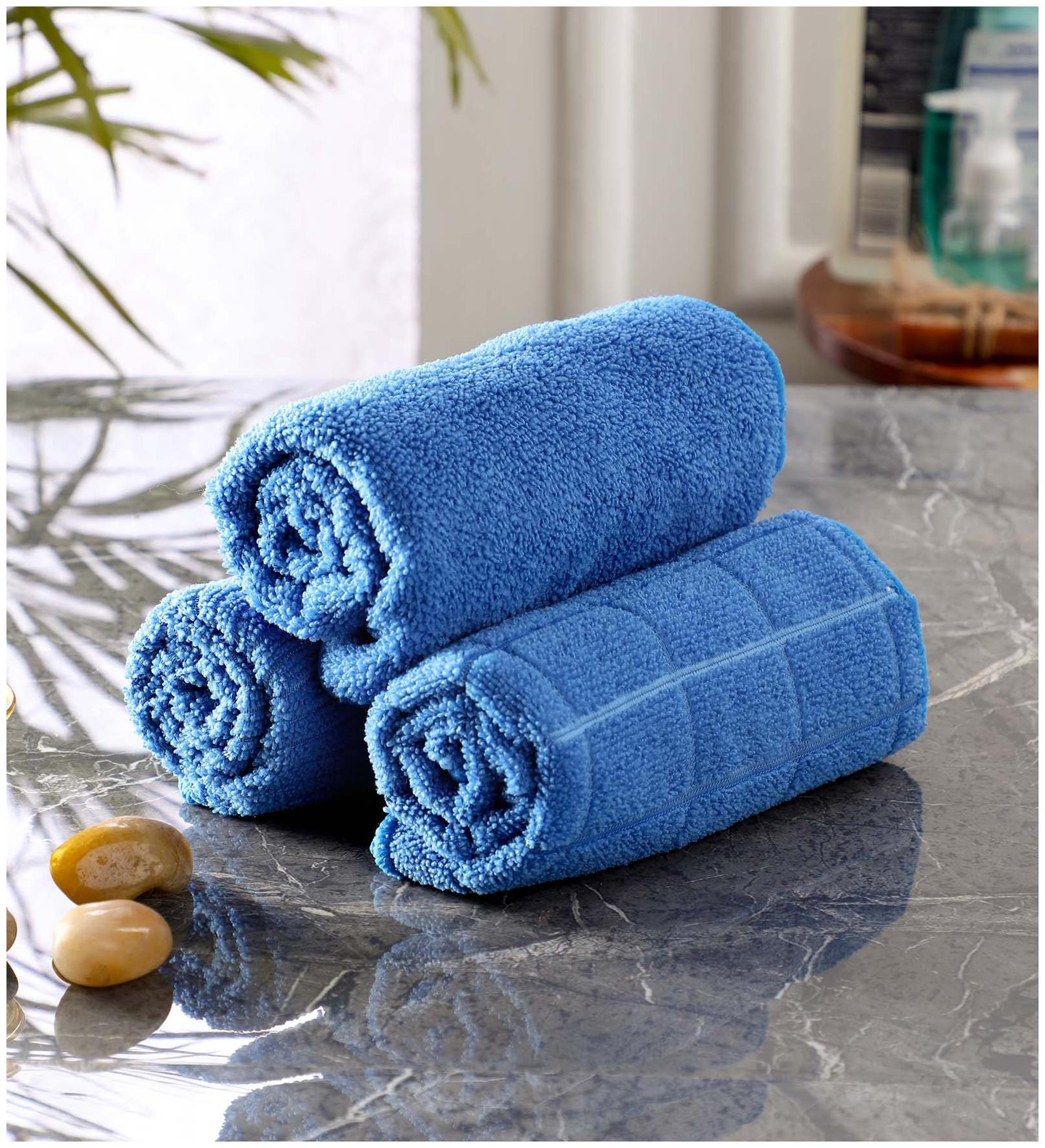 

BATHE SOAK 250 GSM Microfiber Hand towel ( 3 pieces Blue )