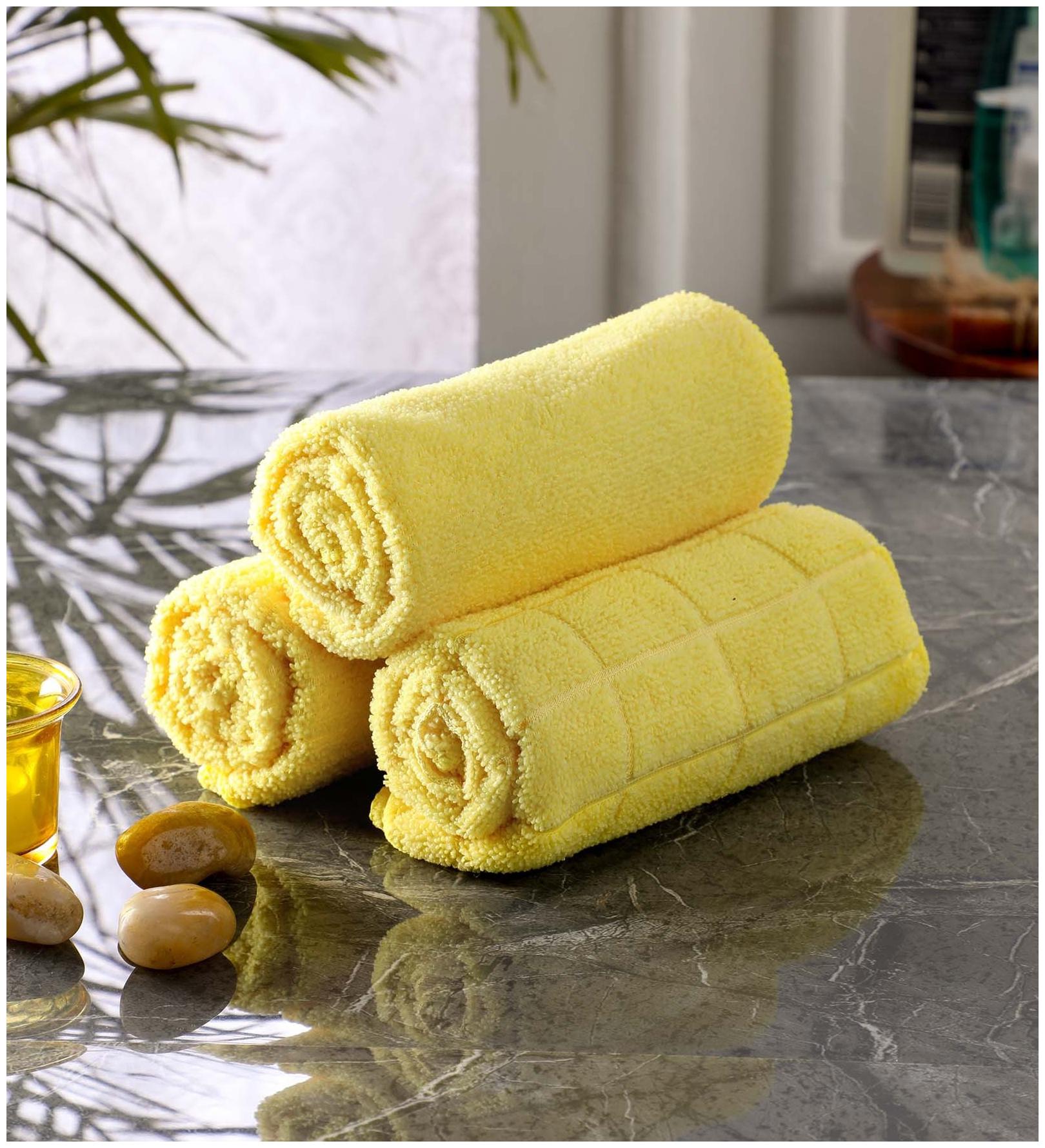 

Bathe Soak Pack of 1 (3 pieces) Microfiber Kitchen Towel 40x60 cms Yellow
