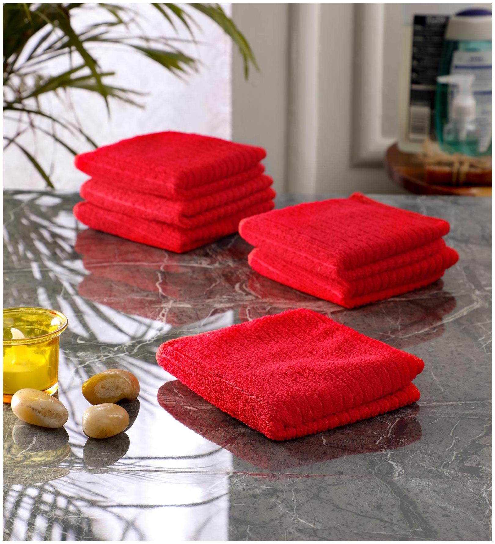 

BATHE SOAK 250 GSM Microfiber Face towel ( 6 pieces Red )