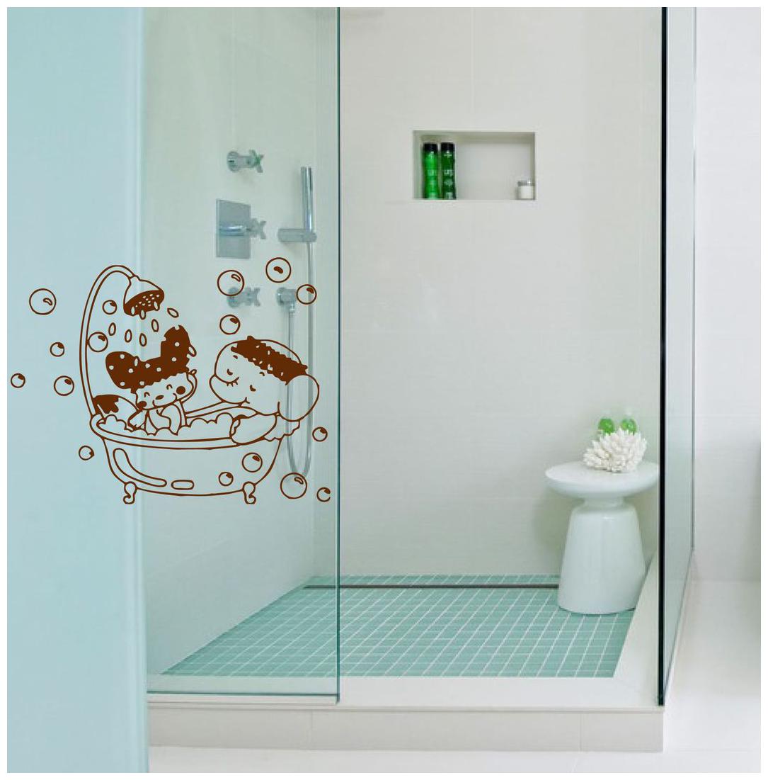 

Bathroom Wall Sticker (shower boy and girl Surface Covering Area Size - 30 x 38 cm)