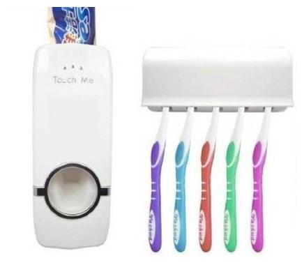 

Bazaar Gali Automatic Toothpaste Dispenser with Tooth Brush Holder for Homes and Bathrooms (Pack of 1) White