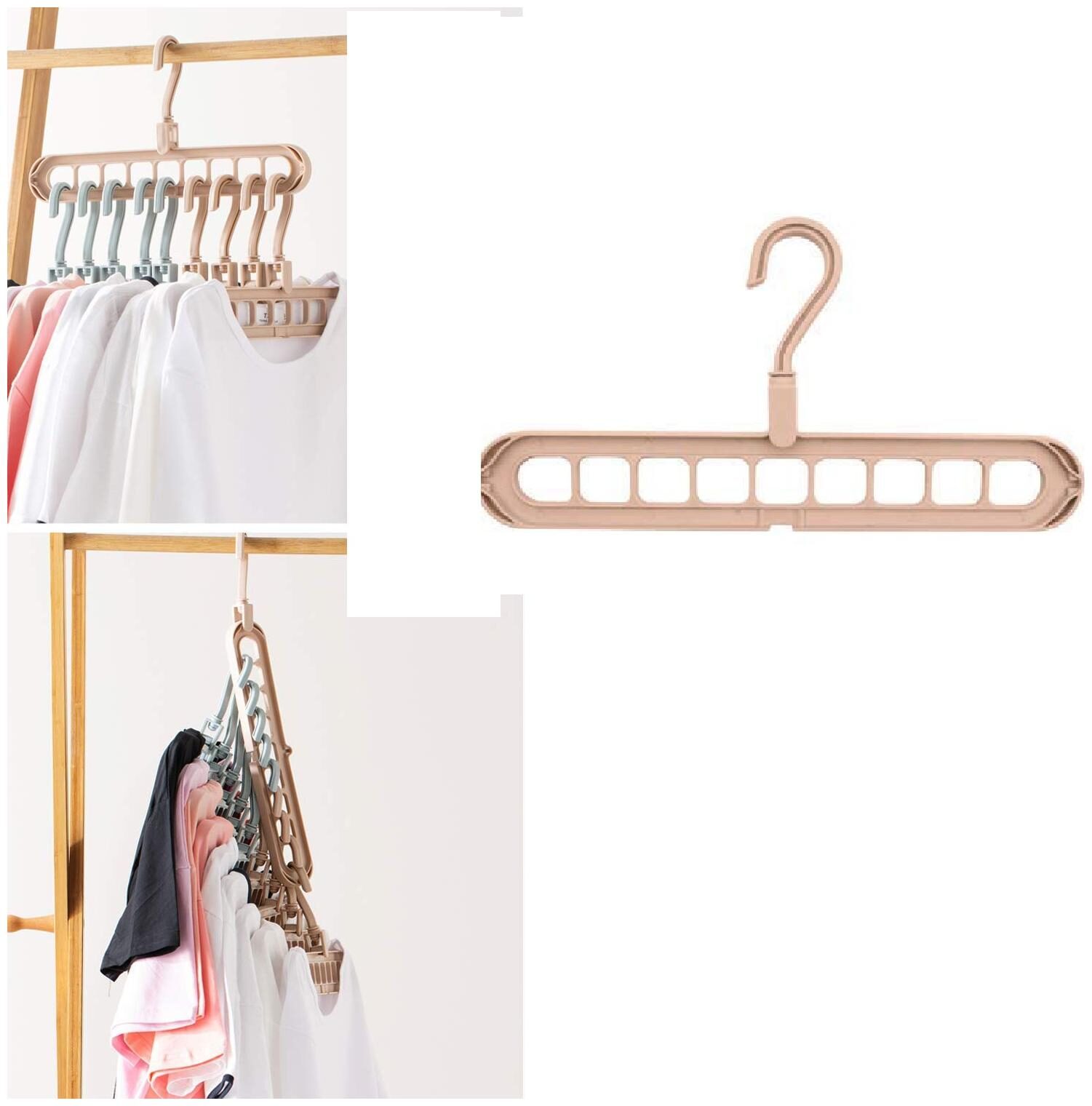 

Bazaar Gali Multi Utility Space Saving Cascading Closer Clothes Organizer Hanger 360 Rotating (Pack of 1) Assorted Color
