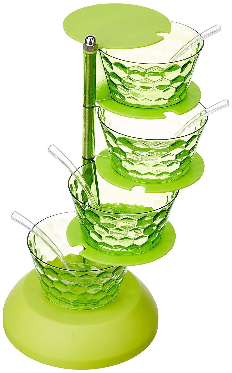 

Bazaar Gali ABS Plastic Multipurpose Rotating 4 Pickle Tower (4 Layer with 4 Small Plastic Spoon)