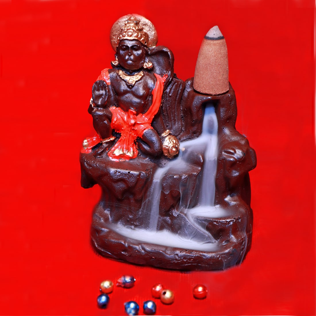 

Bazzar Gali Lord Hanuman Bajrang Bali Maruti Nandan Backflow Incense Burner With 10 Cones Free