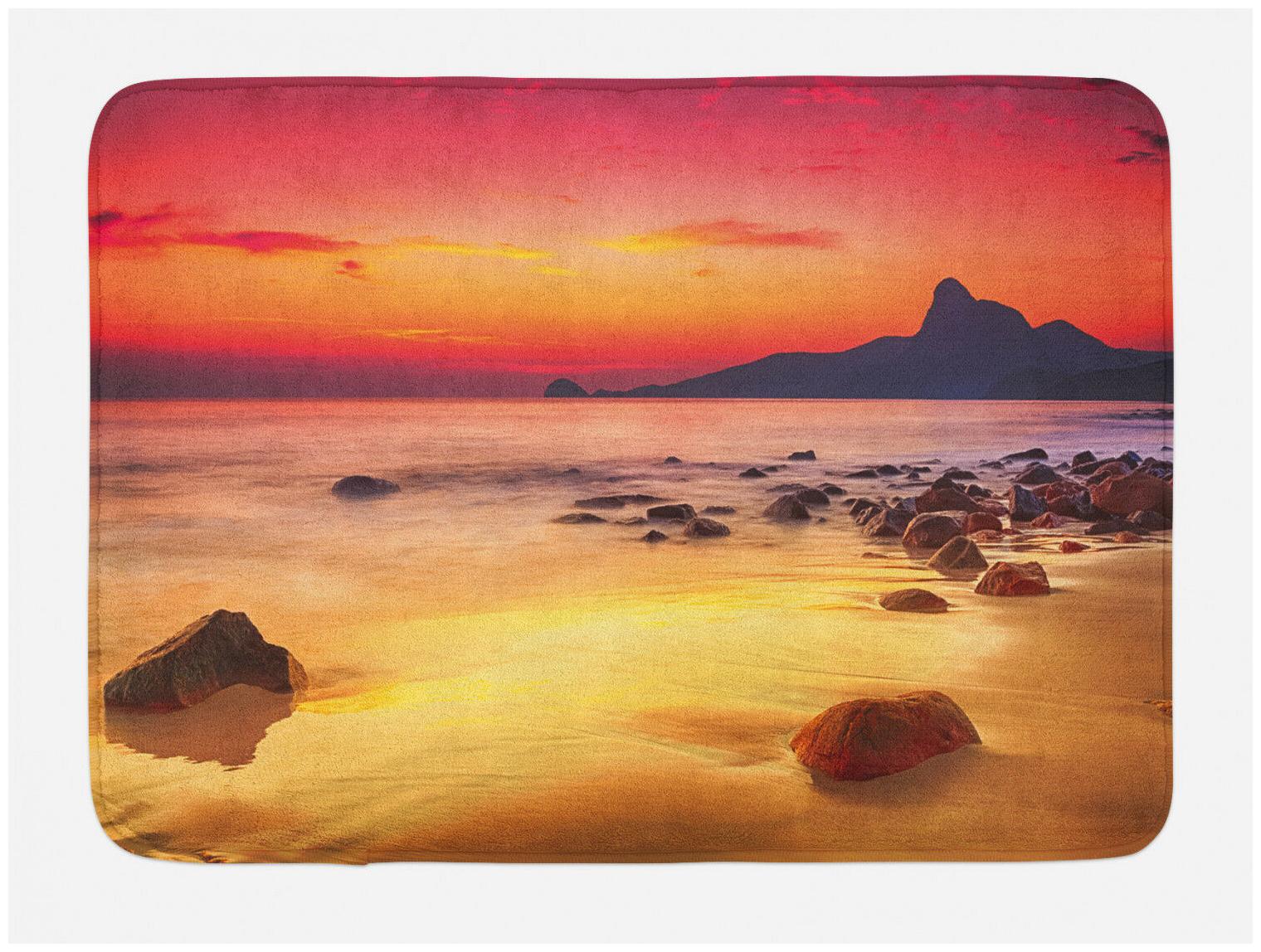 

Beach Bath Mat Mystic Sunrise over Sea Non-Slip Plush Mat 29 5 X 17 5 Inches