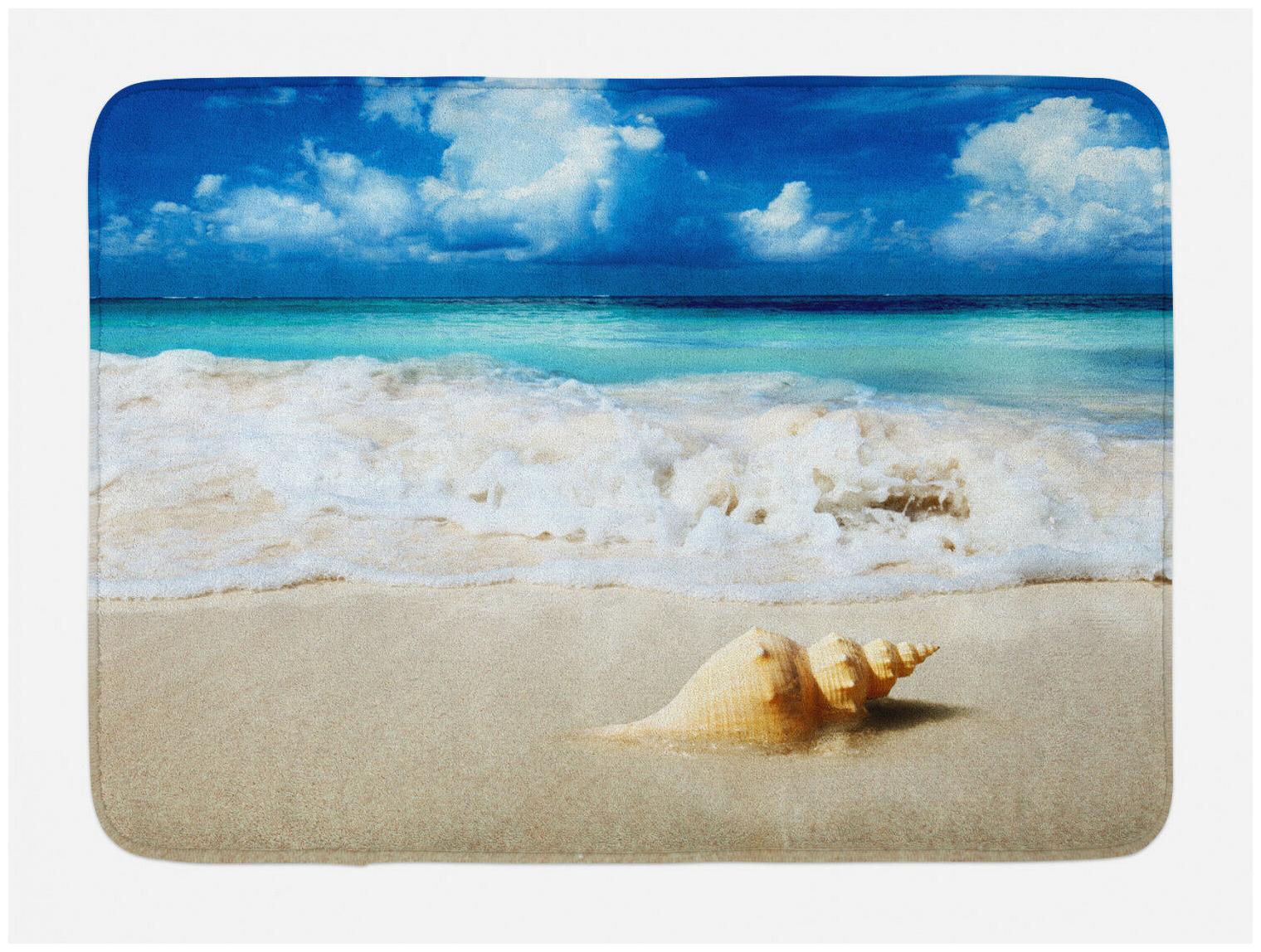 

Beach Bath Mat Nautical Sunny Coastline Non-Slip Plush Mat 29 5 X 17 5 Inches