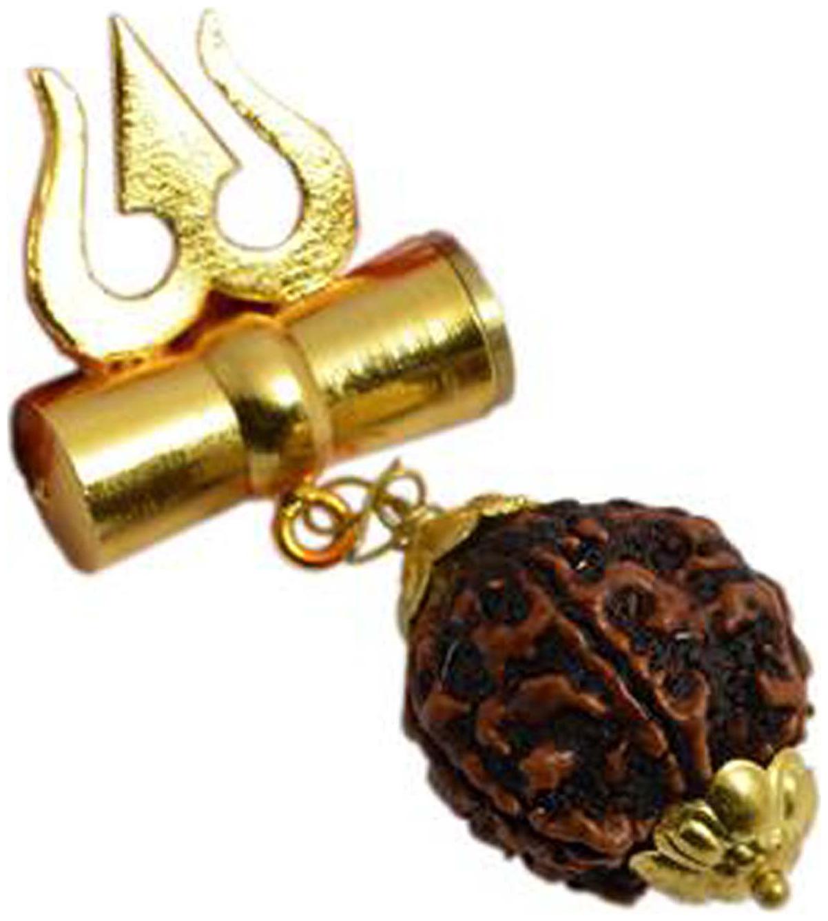 

Maalgodam Shiv Shakti Kavach Rudraksha Trishul Damru Locket for Men and Women