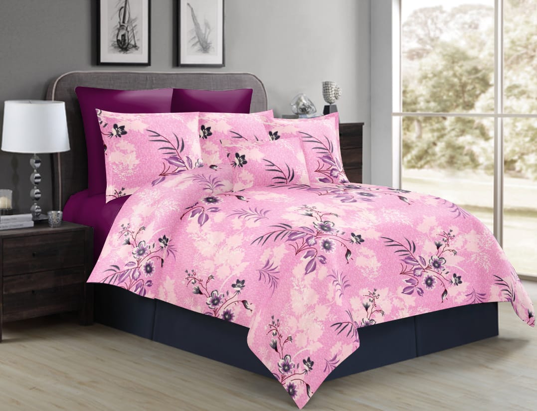 

AJS LIVING Cotton Floral Double Size Bedsheet 104 TC ( 1 Bedsheet With 2 Pillow Covers Pink )
