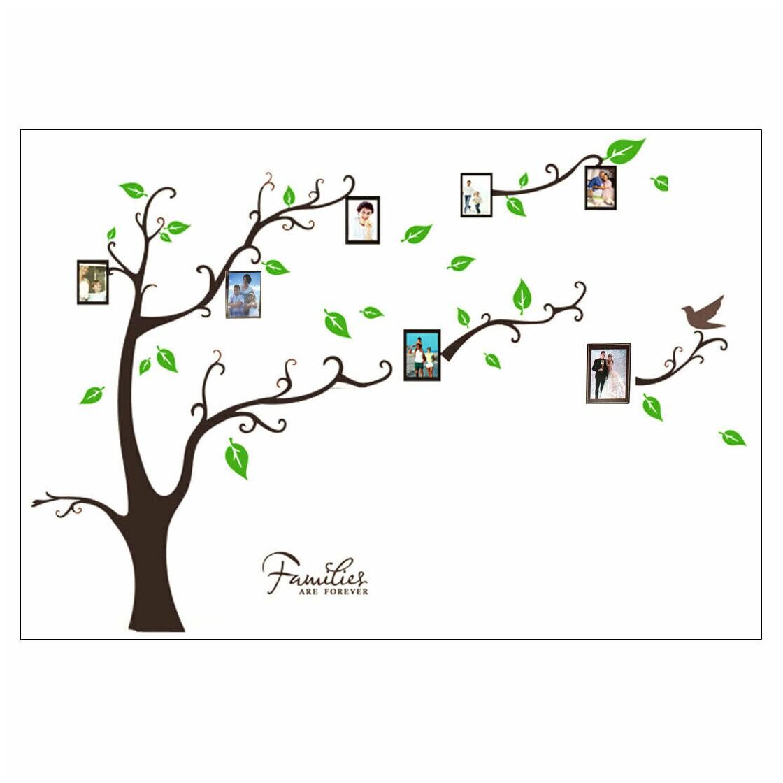

Bedroom Accent Self Adhesive Photo Frame Tree Wall Sticker Decal 60x90cm Brown