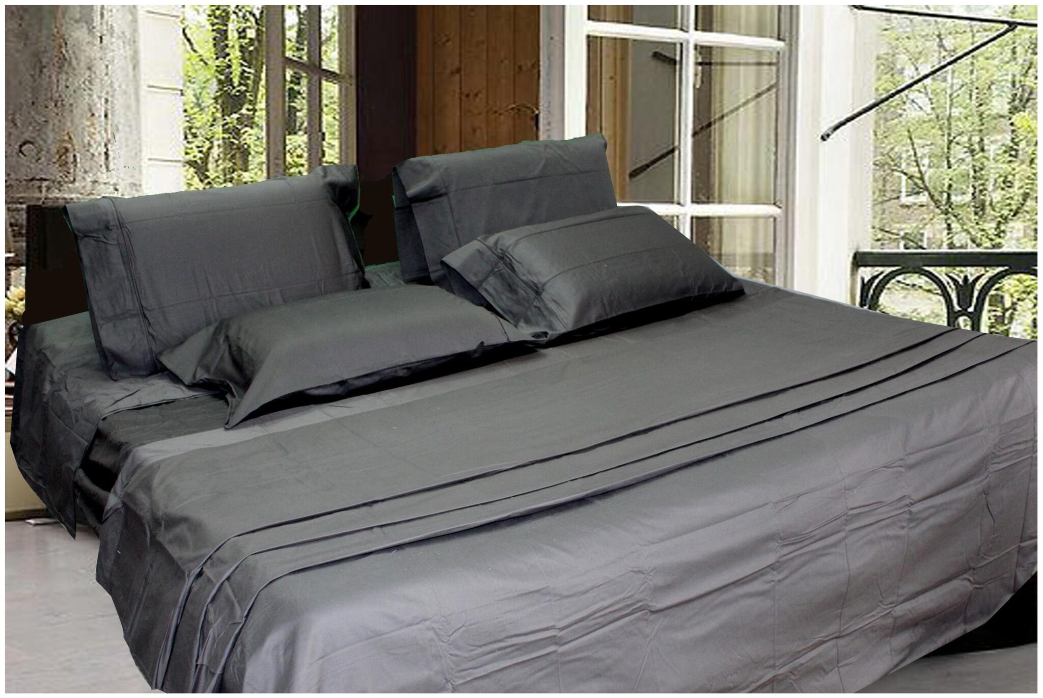 

ELAN DREAMS Cotton Printed Queen Size Bedsheet 400 TC ( 2 Bedsheet With 2 Pillow Covers Grey )