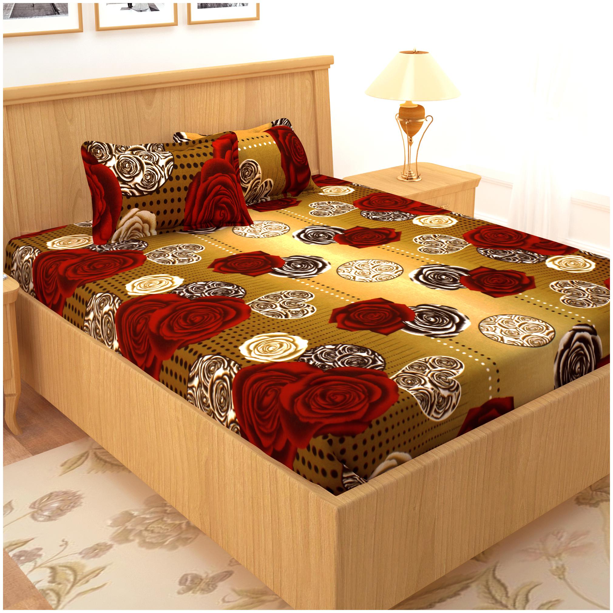 

Bedspun Cotton Floral Double Size Bedsheet 120 TC ( 1 Bedsheet With 2 Pillow Covers Multi )