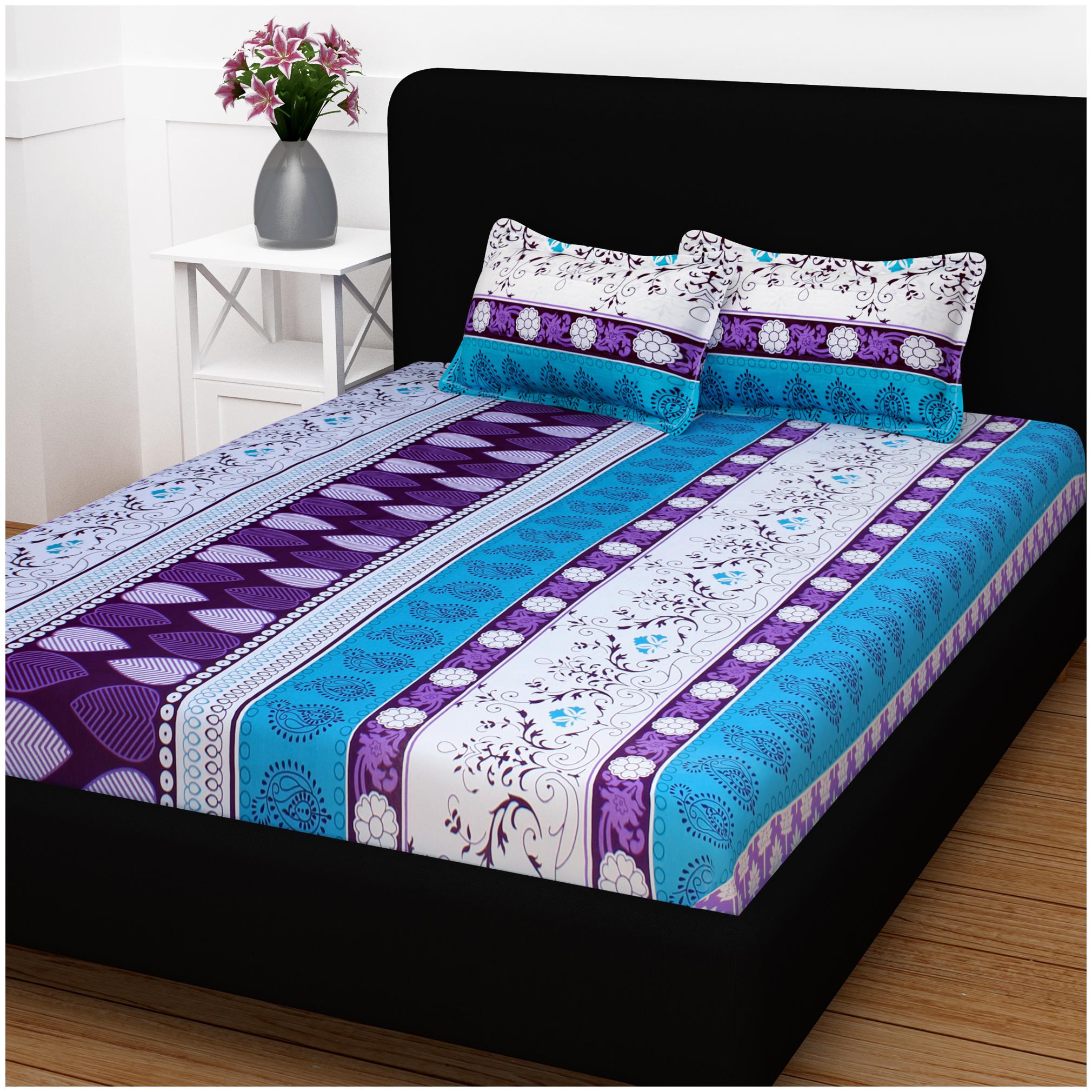 

Bedspun Cotton Floral Double Size Bedsheet 120 TC ( 1 Bedsheet With 2 Pillow Covers Multi )
