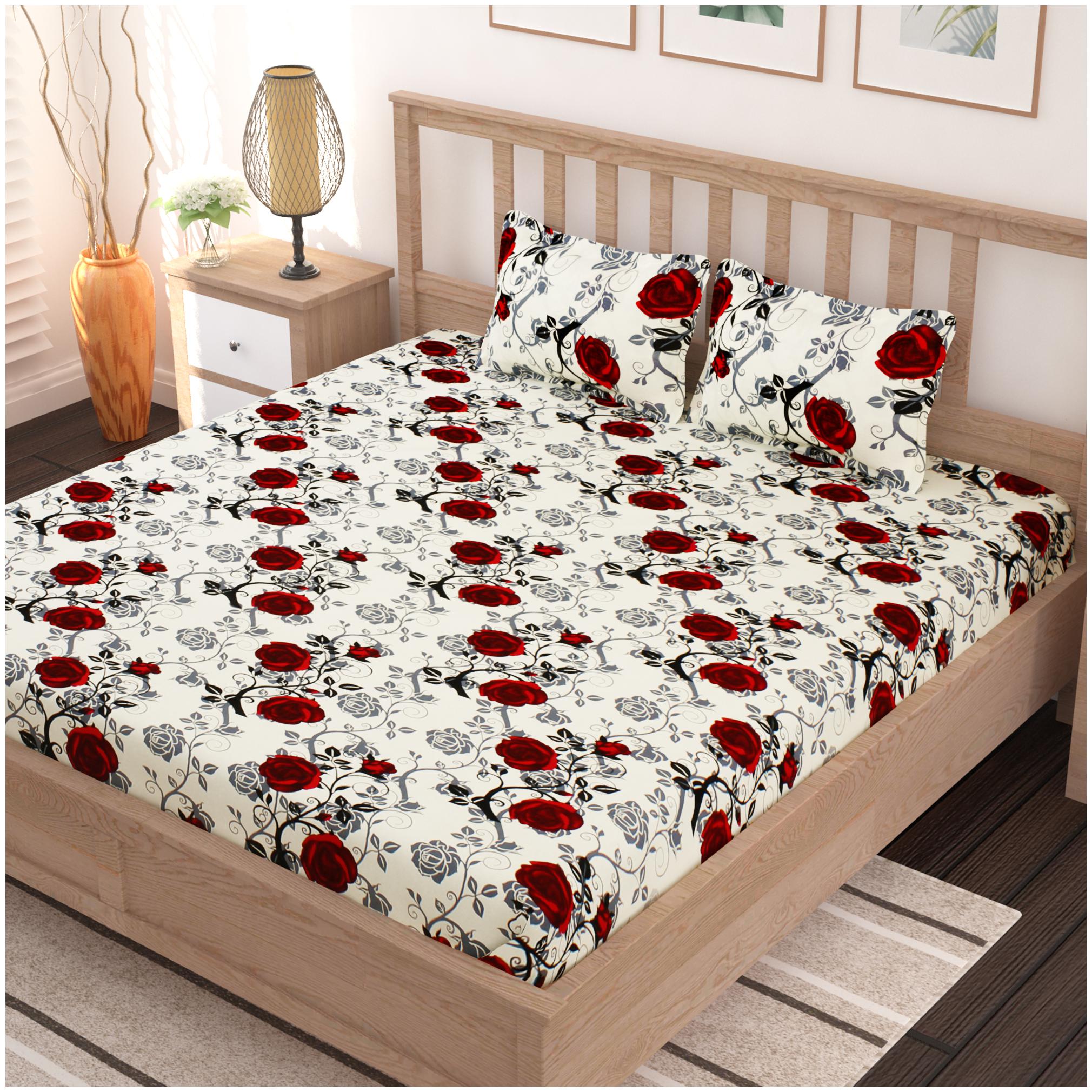 

Bedspun Cotton Floral Double Size Bedsheet 120 TC ( 1 Bedsheet With 2 Pillow Covers Multi )