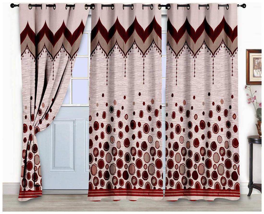 

Bedspun Jacquard Door Semi Transparent Maroon Regular Curtain ( Eyelet Closure Polka Dots )