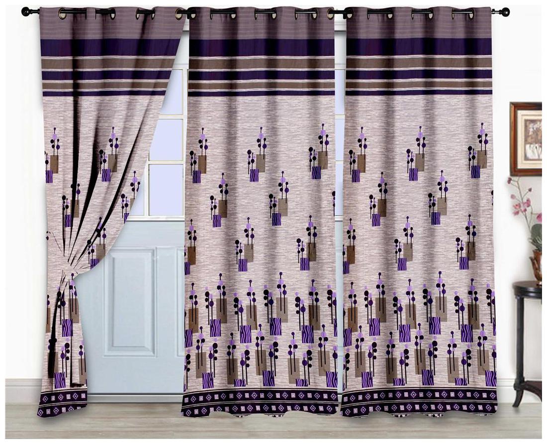 

Bedspun Jacquard Door Semi Transparent Purple Regular Curtain ( Eyelet Closure Abstract )