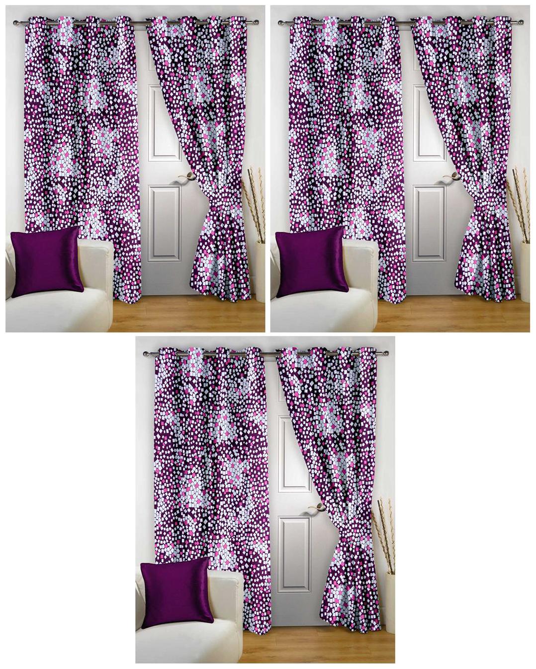 

Bedspun Polyester Door Semi Transparent Pink Regular Curtain ( Eyelet Closure Abstract )