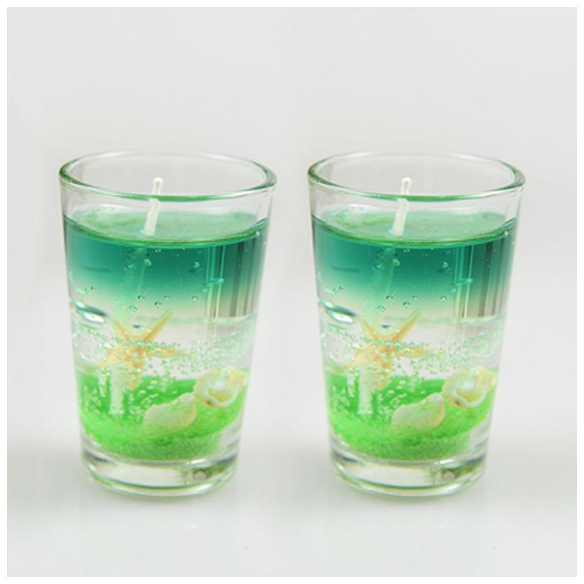 

Beemoree Glass Candles set of 2 green