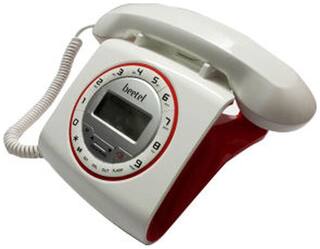 Beetel M73 Corded Landline Phone (Retro Design) (White & Red)