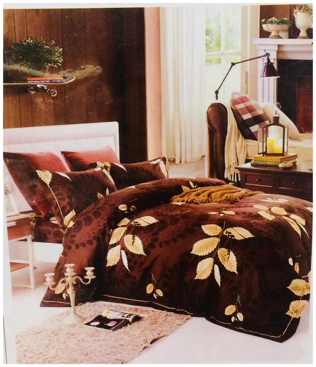 

Byloom Cotton Abstract Double Size Bedsheet 110 TC ( 1 Bedsheet With 2 Pillow Covers Brown )