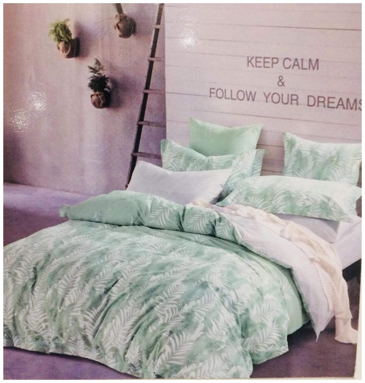 

Byloom Cotton Abstract Double Size Bedsheet 110 TC ( 1 Bedsheet With 2 Pillow Covers Green )