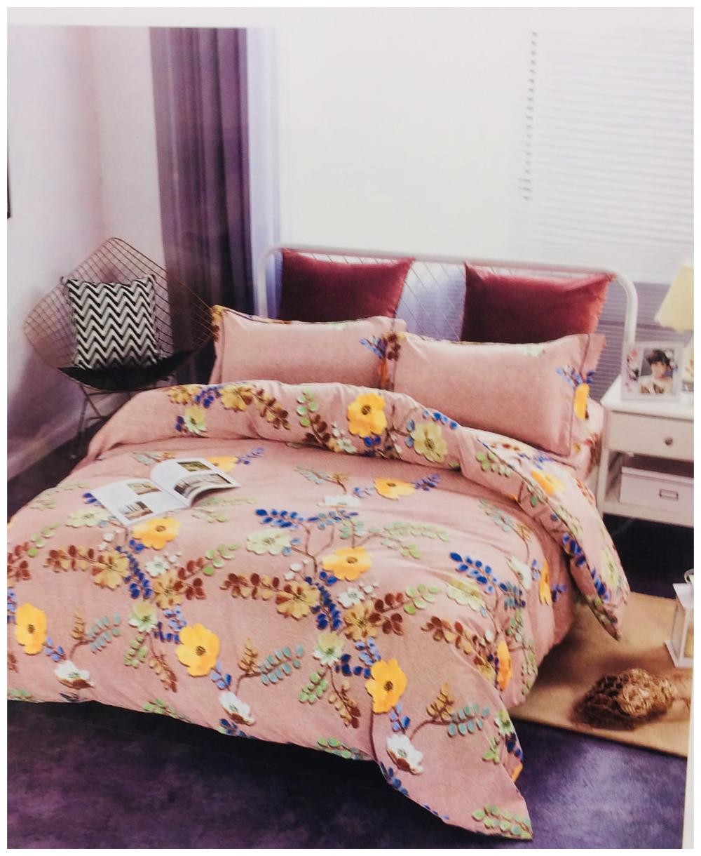 

Byloom Cotton Abstract Double Size Bedsheet 110 TC ( 1 Bedsheet With 2 Pillow Covers Brown )