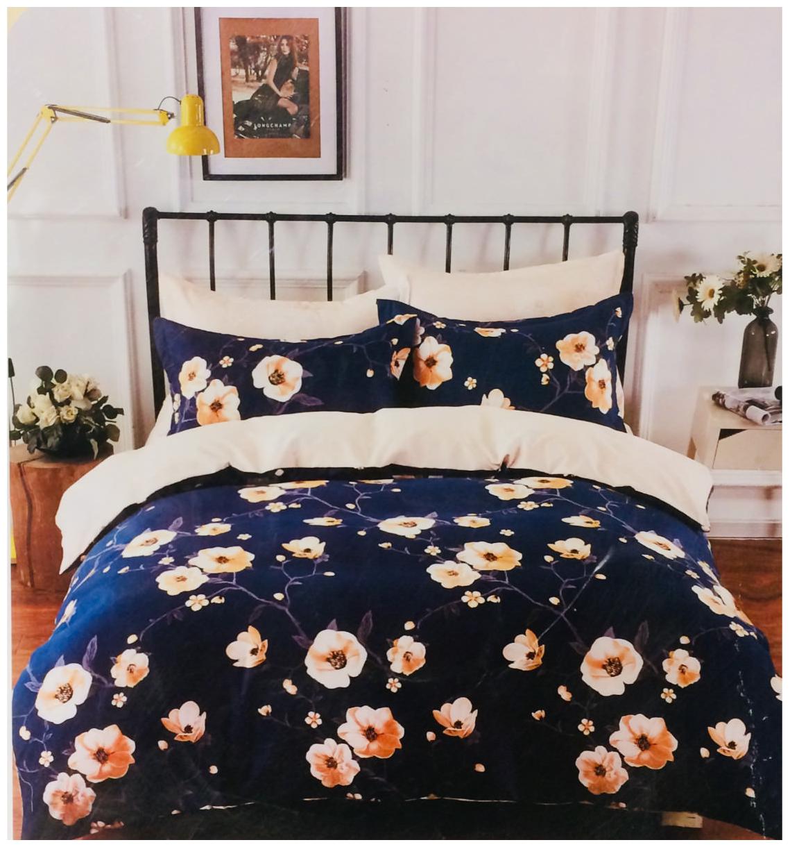 

Byloom Cotton Abstract Double Size Bedsheet 110 TC ( 1 Bedsheet With 2 Pillow Covers Blue )