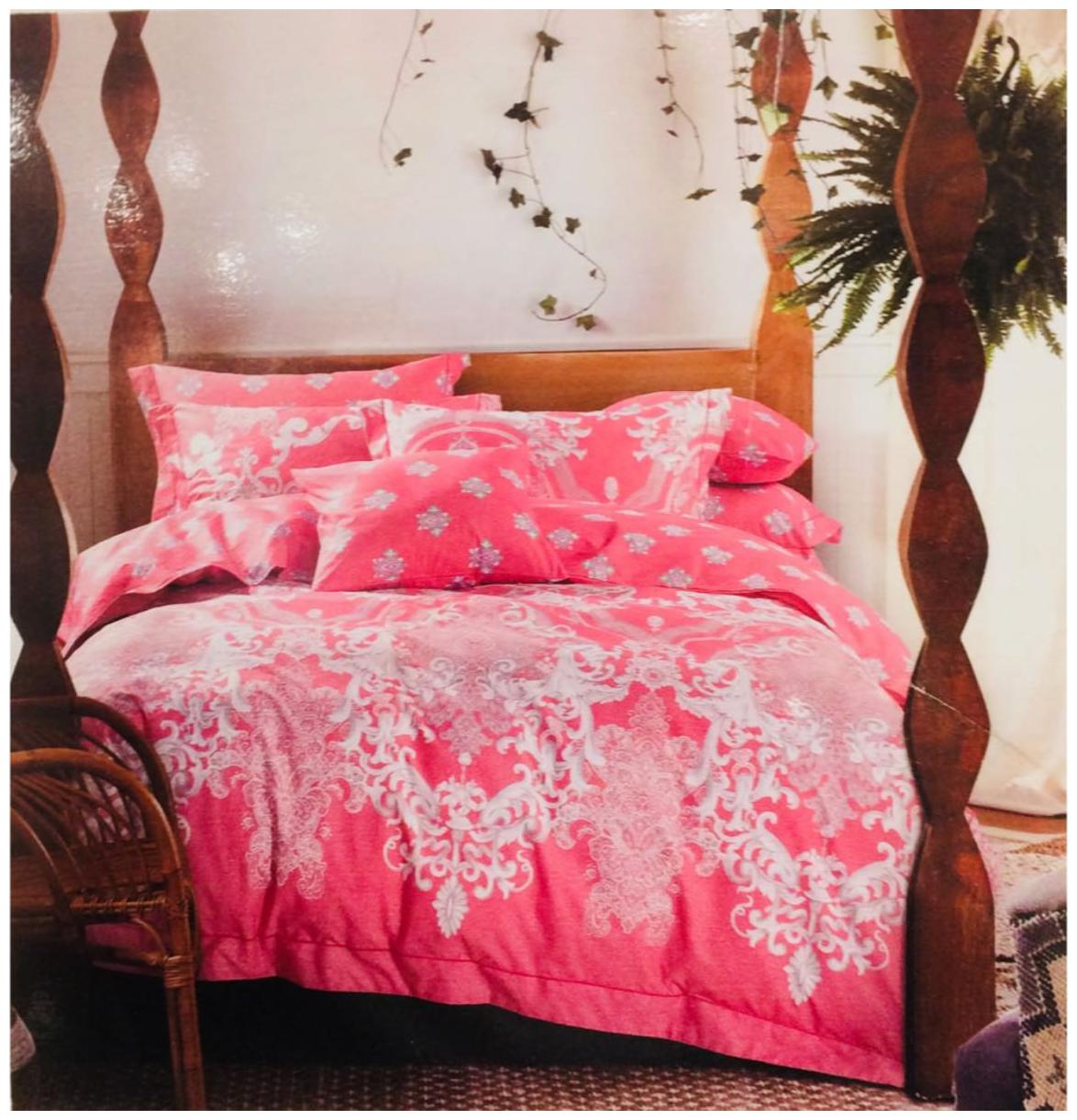 

Byloom Cotton Abstract Double Size Bedsheet 110 TC ( 1 Bedsheet With 2 Pillow Covers Pink )