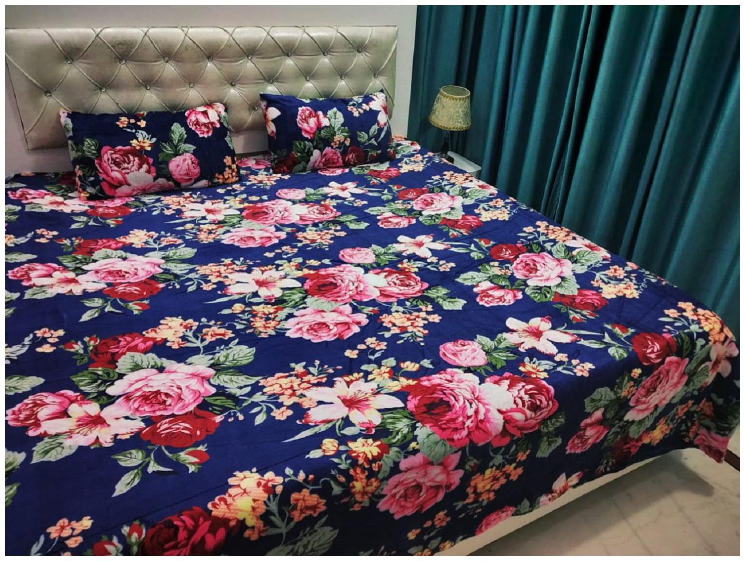 

Byloom Velvet Printed Double Size Bedsheet 220 TC ( 1 Bedsheet With 2 Pillow Covers Multi )