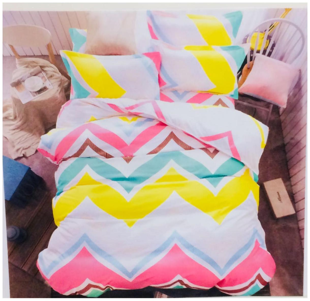 

Byloom Cotton Abstract Double Size Bedsheet 110 TC ( 1 Bedsheet With 2 Pillow Covers Yellow )