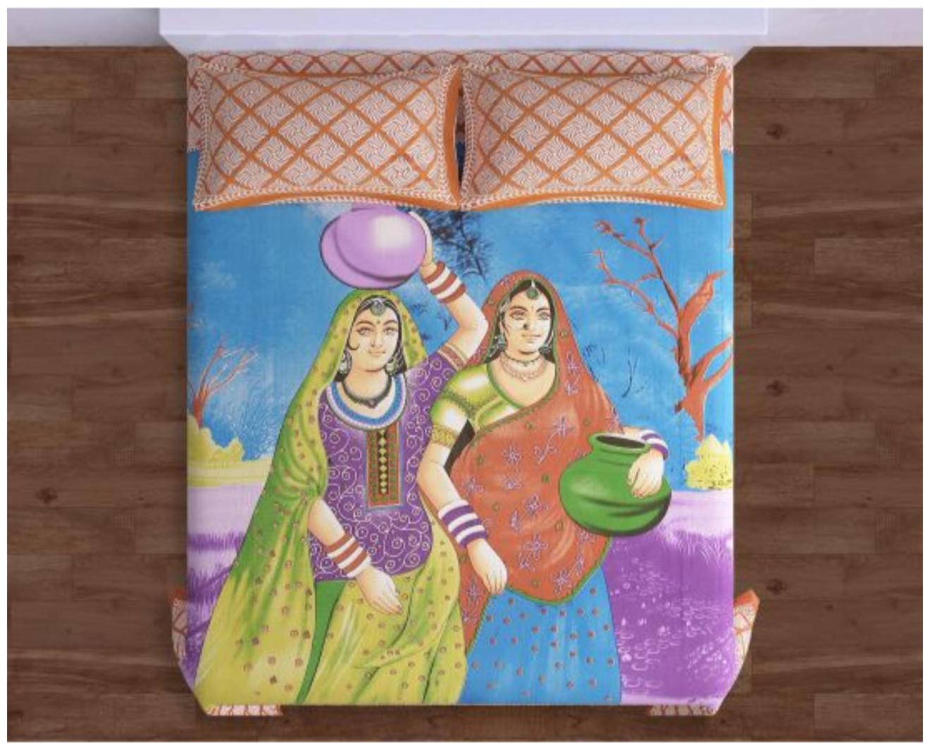 

Byloom Cotton Printed Double Size Bedsheet 110 TC ( 1 Bedsheet With 2 Pillow Covers Brown )