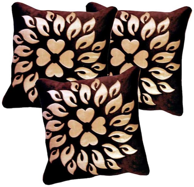 Belive-Me Velvet Coffee Cushion Cover Set Of 3
