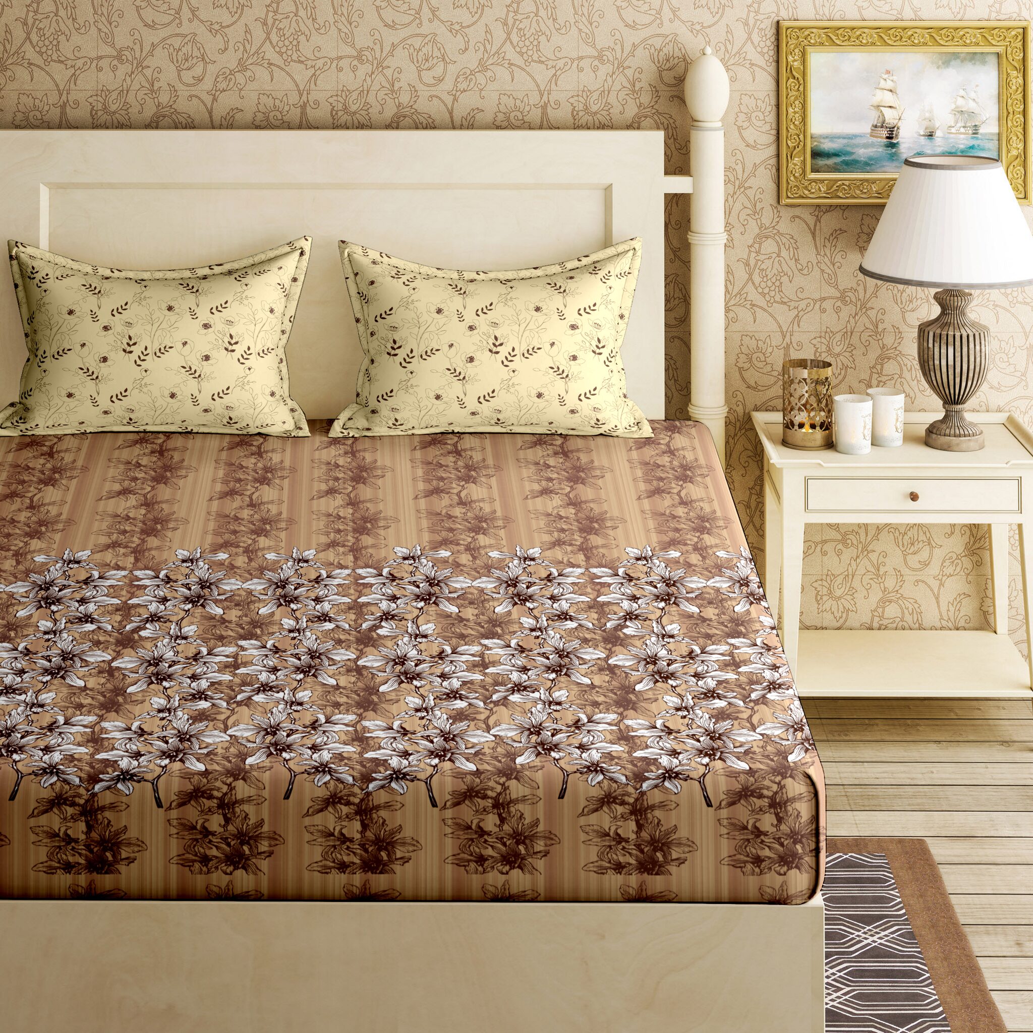 

Bella Casa Cotton Printed King Size Bedsheet 144 TC ( 1 Bedsheet With 2 Pillow Covers Multi )