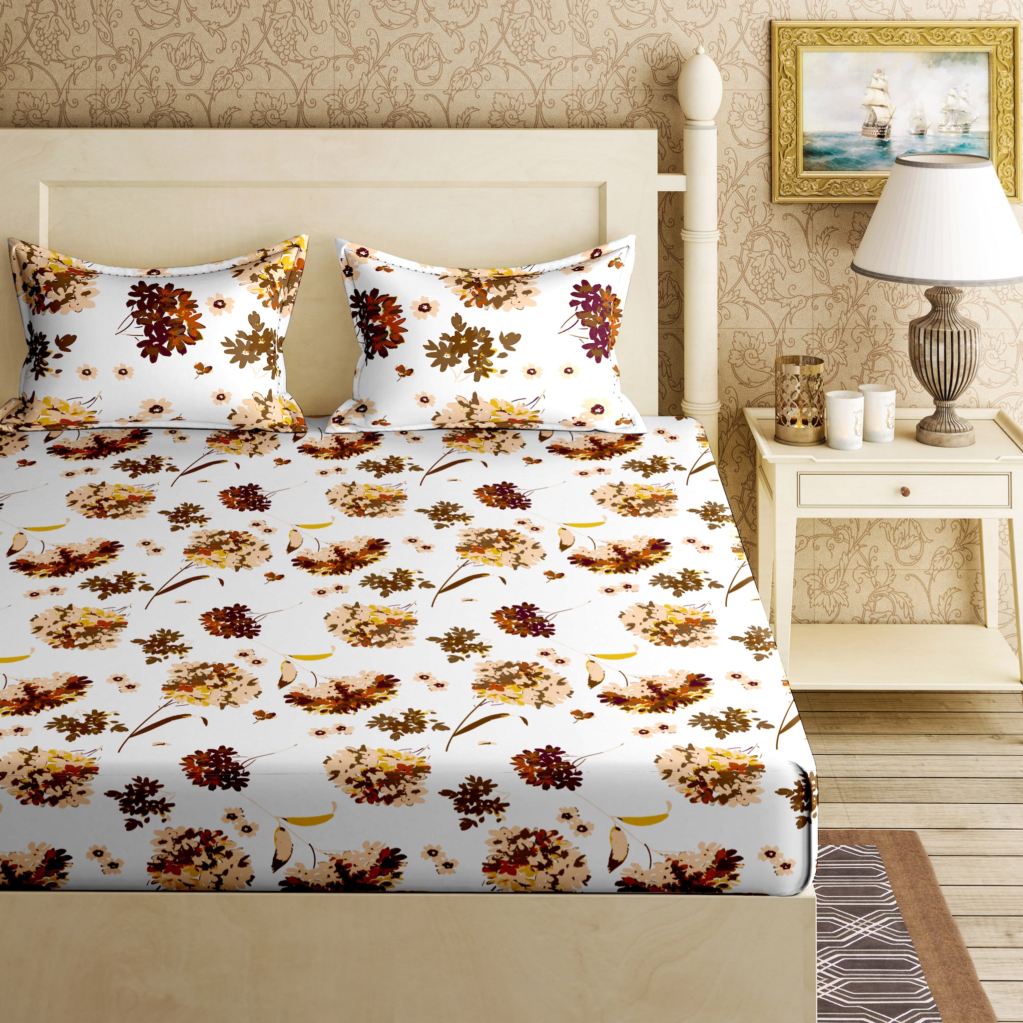 

Bella Casa Cotton Printed King Size Bedsheet 144 TC ( 1 Bedsheet With 2 Pillow Covers Multi )