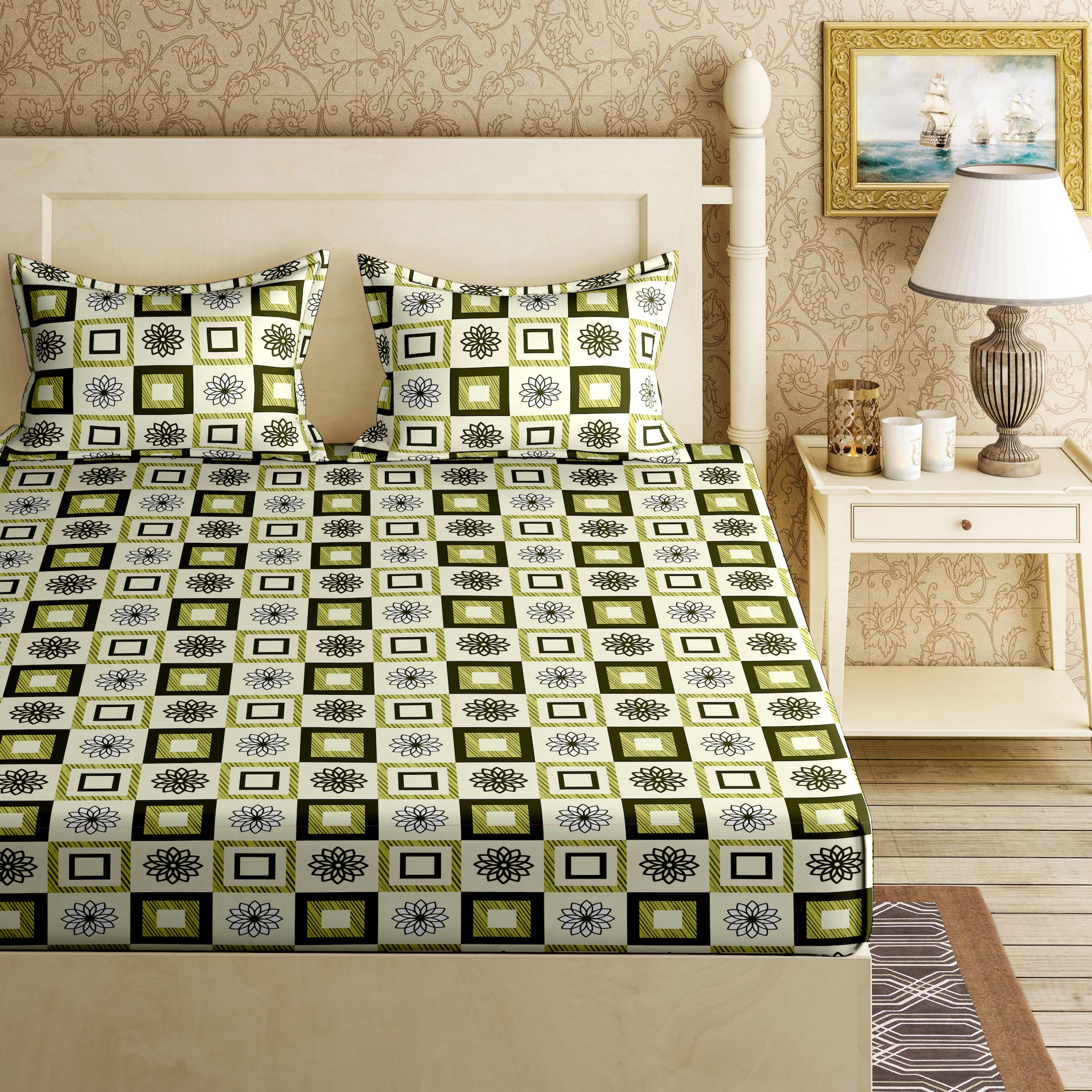 

Bella Casa Cotton Printed King Size Bedsheet 120 TC ( 1 Bedsheet With 2 Pillow Covers Multi )