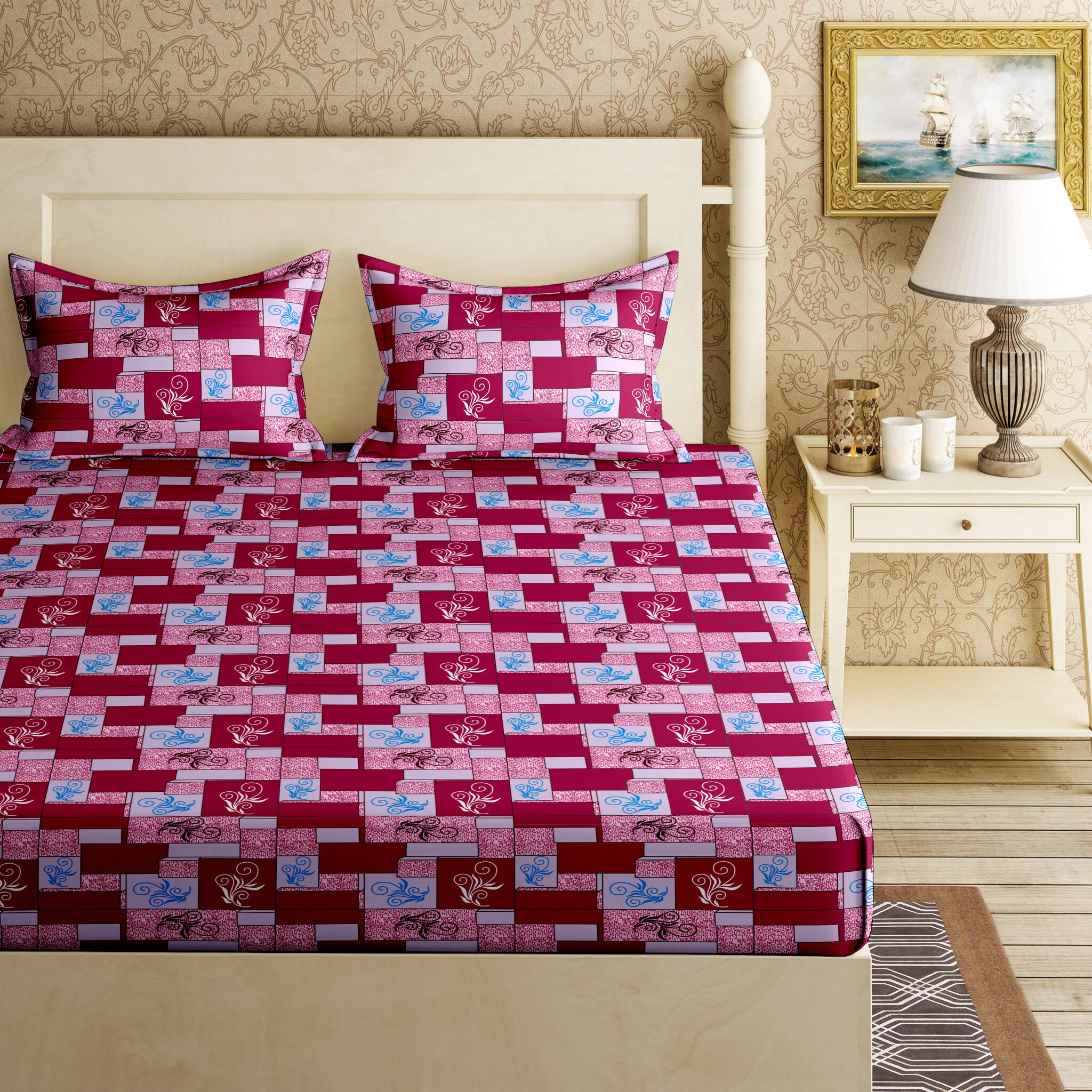 

Bella Casa Cotton Printed King Size Bedsheet 120 TC ( 1 Bedsheet With 2 Pillow Covers Multi )