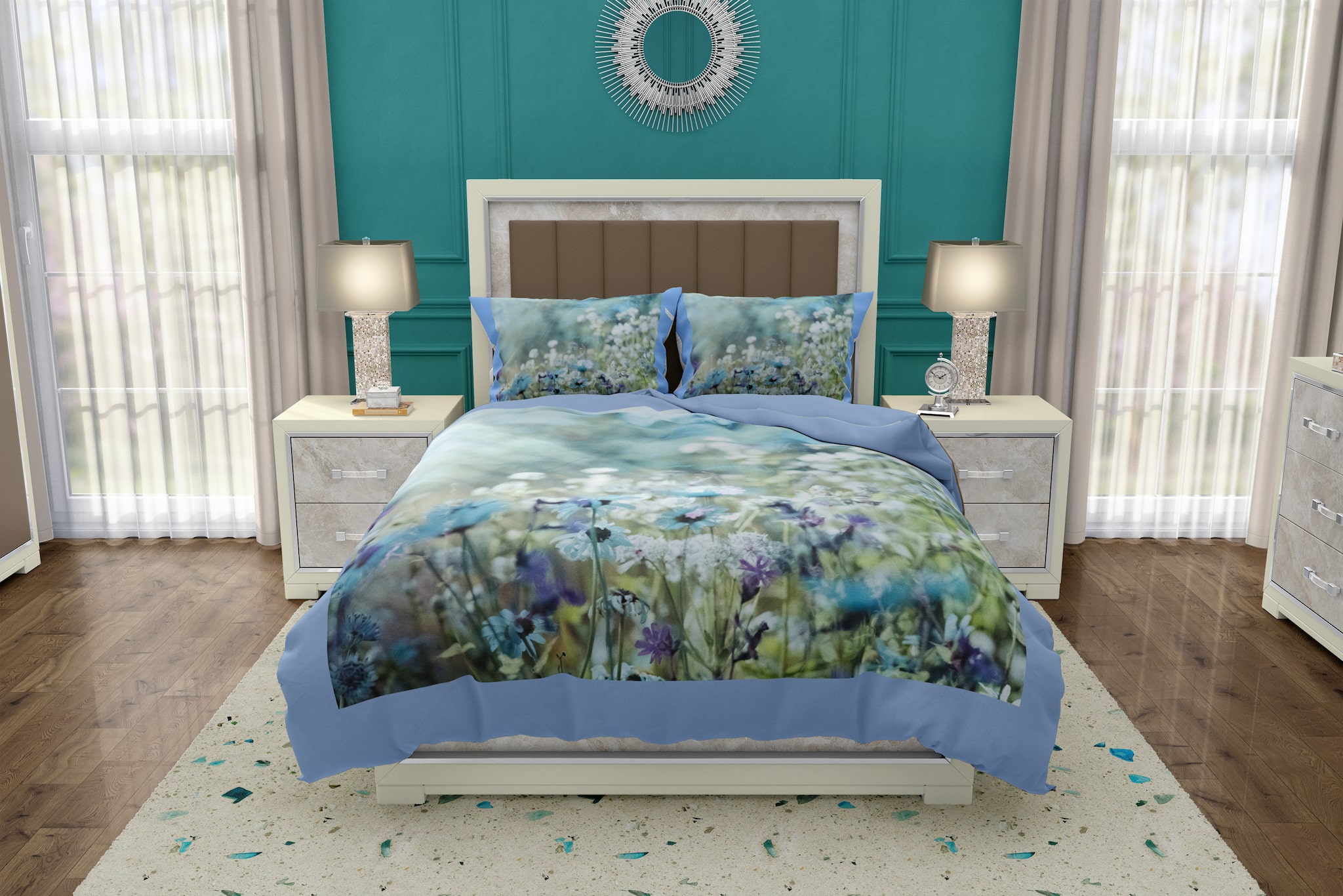 

Bella Casa Cotton Printed King Size Bedsheet 350 TC ( 1 Bedsheet With 2 Pillow Covers Blue )