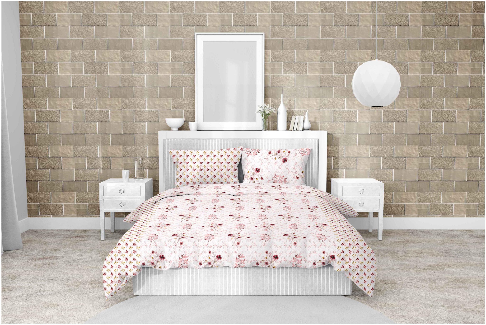 

Bella Casa Cotton Floral King Size Bedsheet 210 TC ( 1 Bedsheet With 2 Pillow Covers Red )
