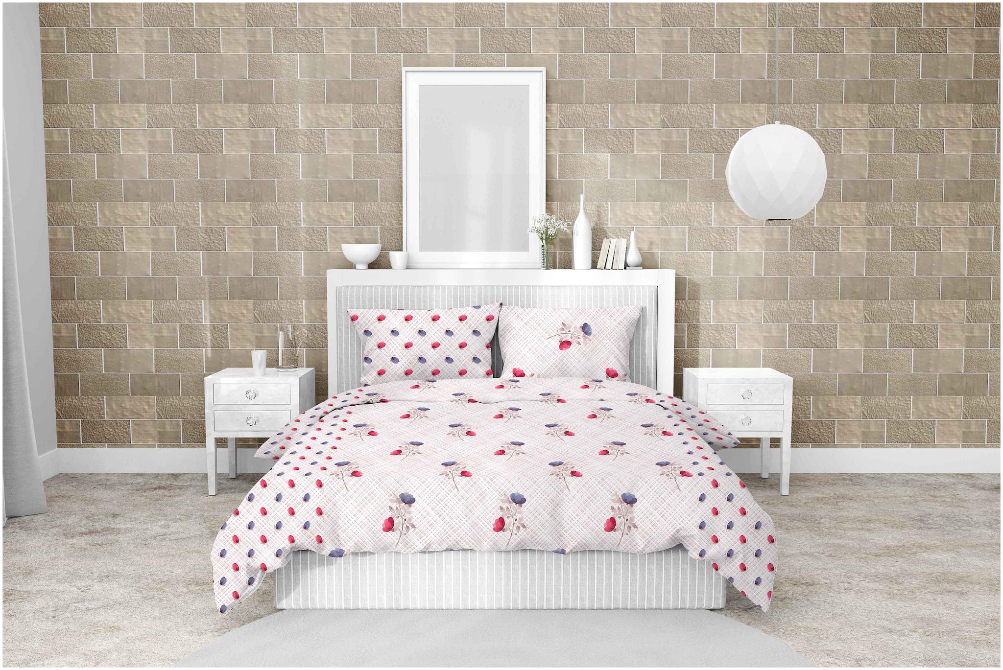 

Bella Casa Cotton Floral King Size Bedsheet 210 TC ( 1 Bedsheet With 2 Pillow Covers Pink )