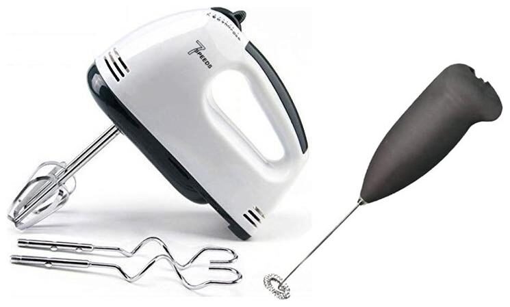 

Benison india Hand Mixer - 7 Speed Egg Beater with Chrome Beater Dough Hook 180 W Electric Whisk With Coffee Beater