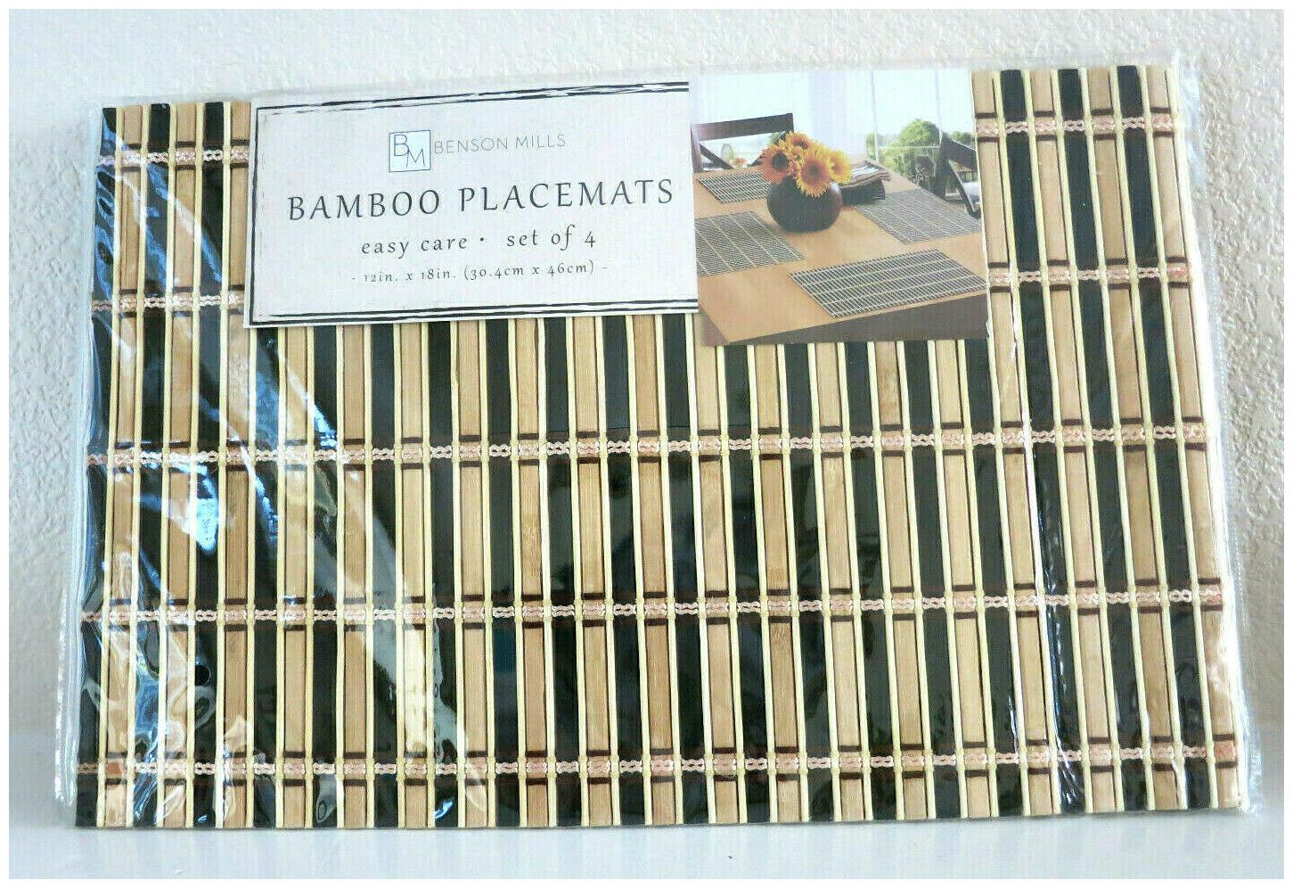 

BENSON MILLS Set of 4 Baige BROWN BAMBOO PLACEMATS Brown and Natural