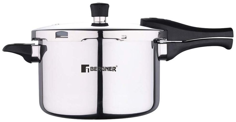 

BERGNER BG-9703-MM Stainless Steel 5 5 L Induction Bottom Outer Lid Pressure Cooker - Set of 1 ISI Certified