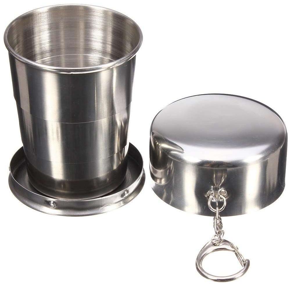 

Best deal Portable Folding Stainless Steel Travel Camping Water Mug Cup Glass