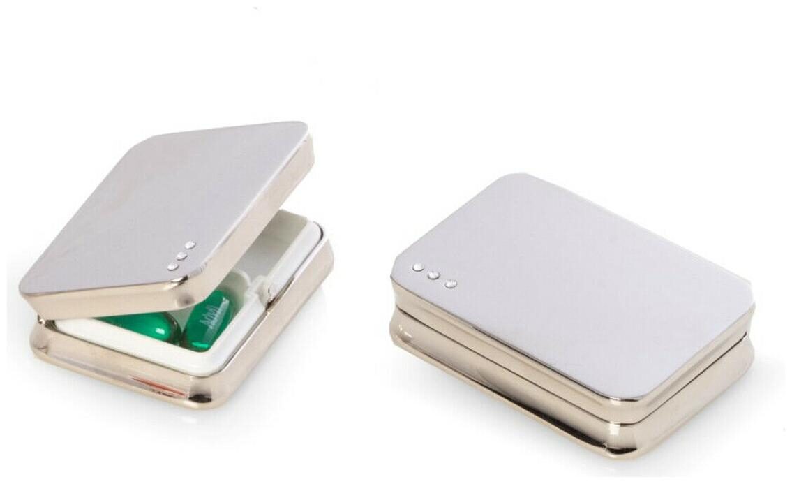 

Bey-Berk Pill Box Nickel Plated Rectangular with Divider Grey